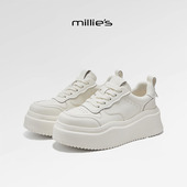 板鞋 MILLIE 系带松糕女鞋 运动休闲百搭春季 妙丽圆头厚底增高鞋