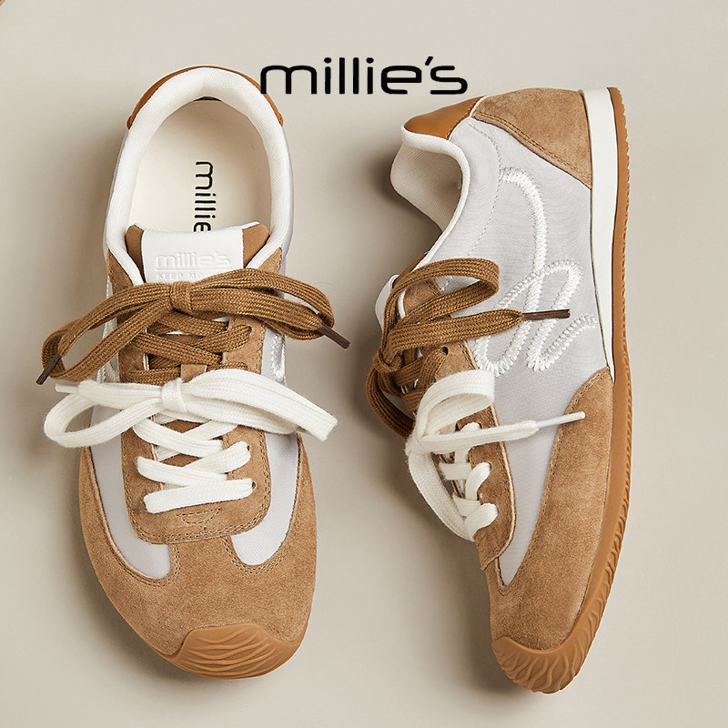 MILLIE'S/妙丽2026年超火的鞋子气质时尚百搭休闲轻便阿甘德训鞋