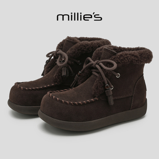 新款 妙丽2025冬季 羊羔绒毛毛棉靴加绒保暖不累脚雪地靴 MILLIE