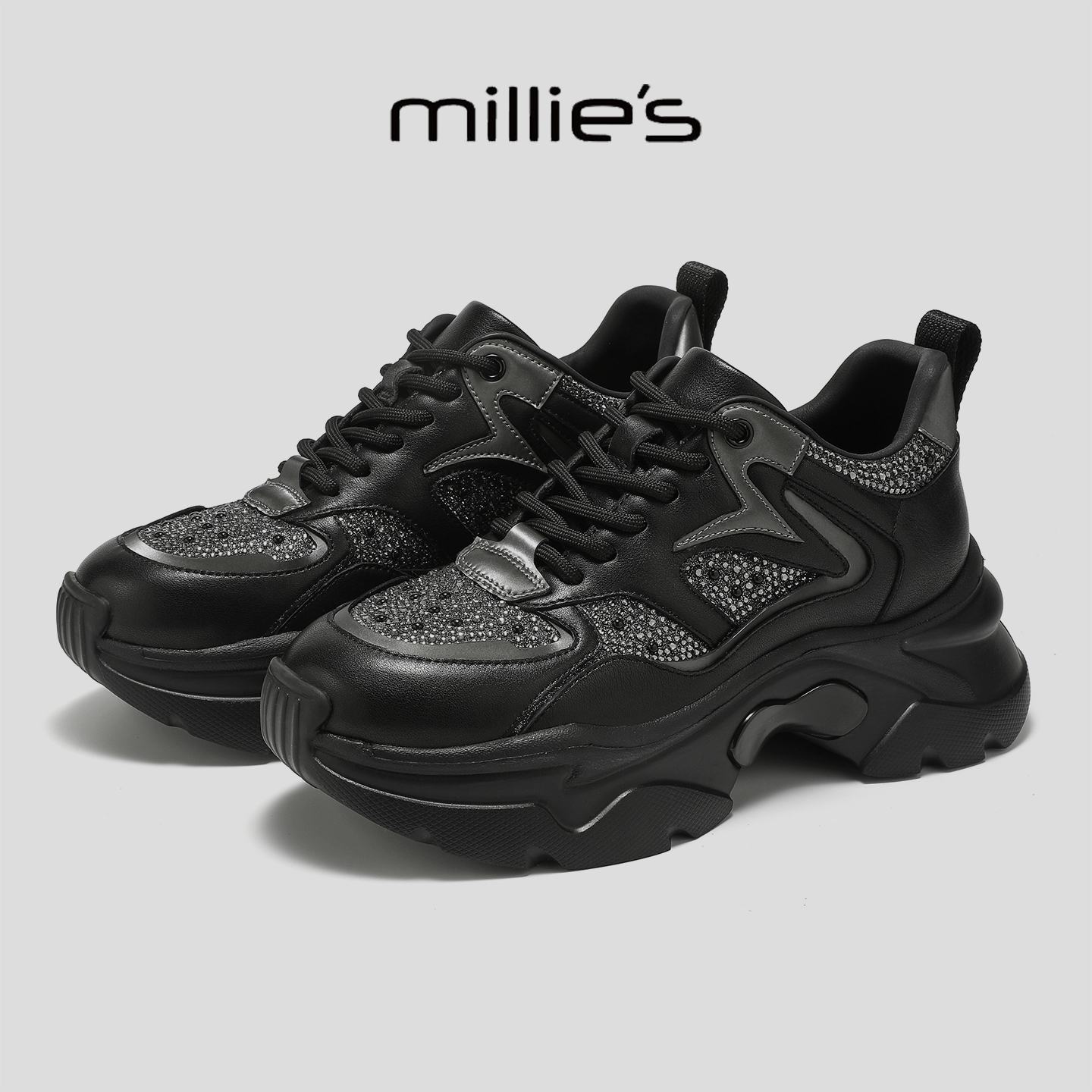 MILLIE'S/妙丽真皮厚底老爹鞋