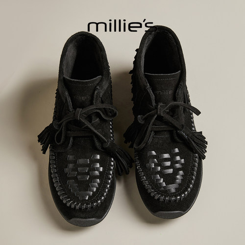 MILLIE'S/妙丽厚底流苏马丁靴