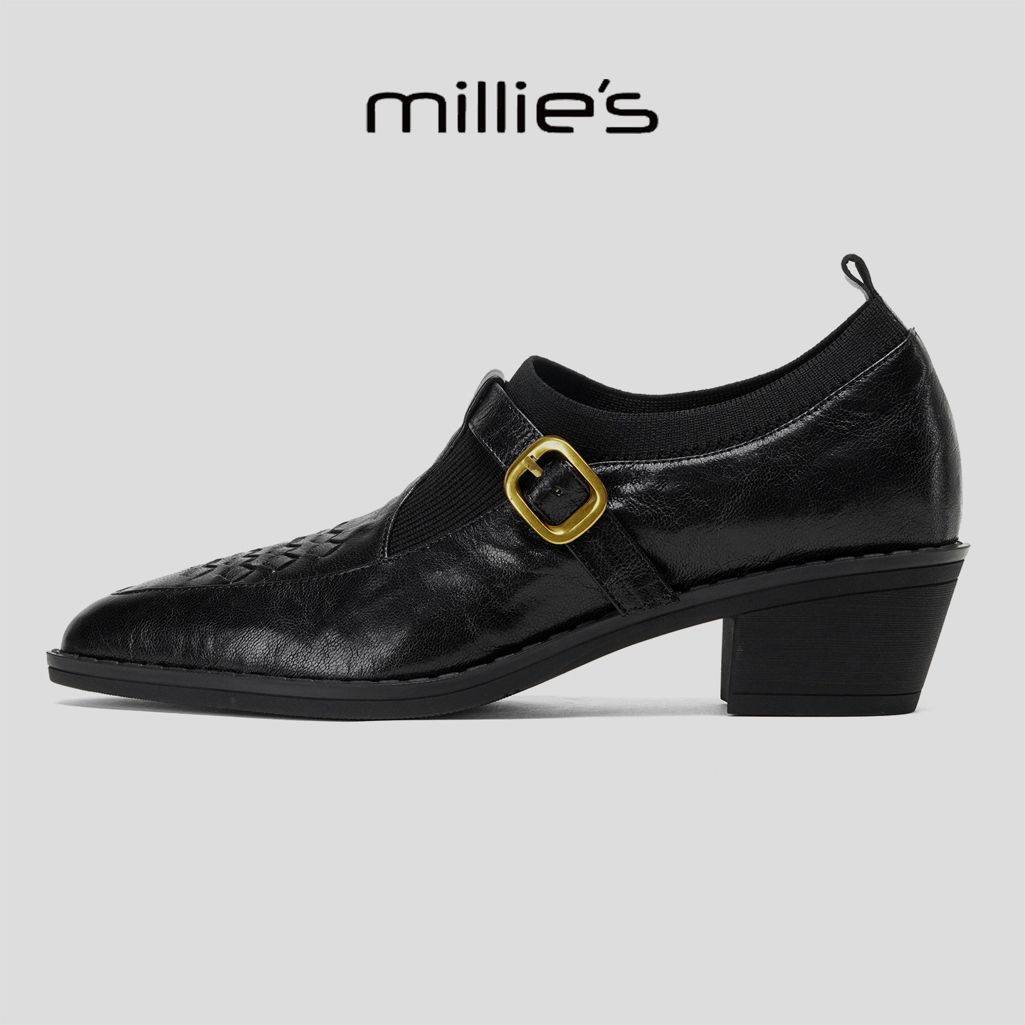 MILLIE'S/妙丽2025新款好看百搭女士春秋季单鞋尖头粗跟浅口单鞋Q,女鞋,浅口单鞋,淘宝优惠券,粉丝福利购,淘宝优惠卷