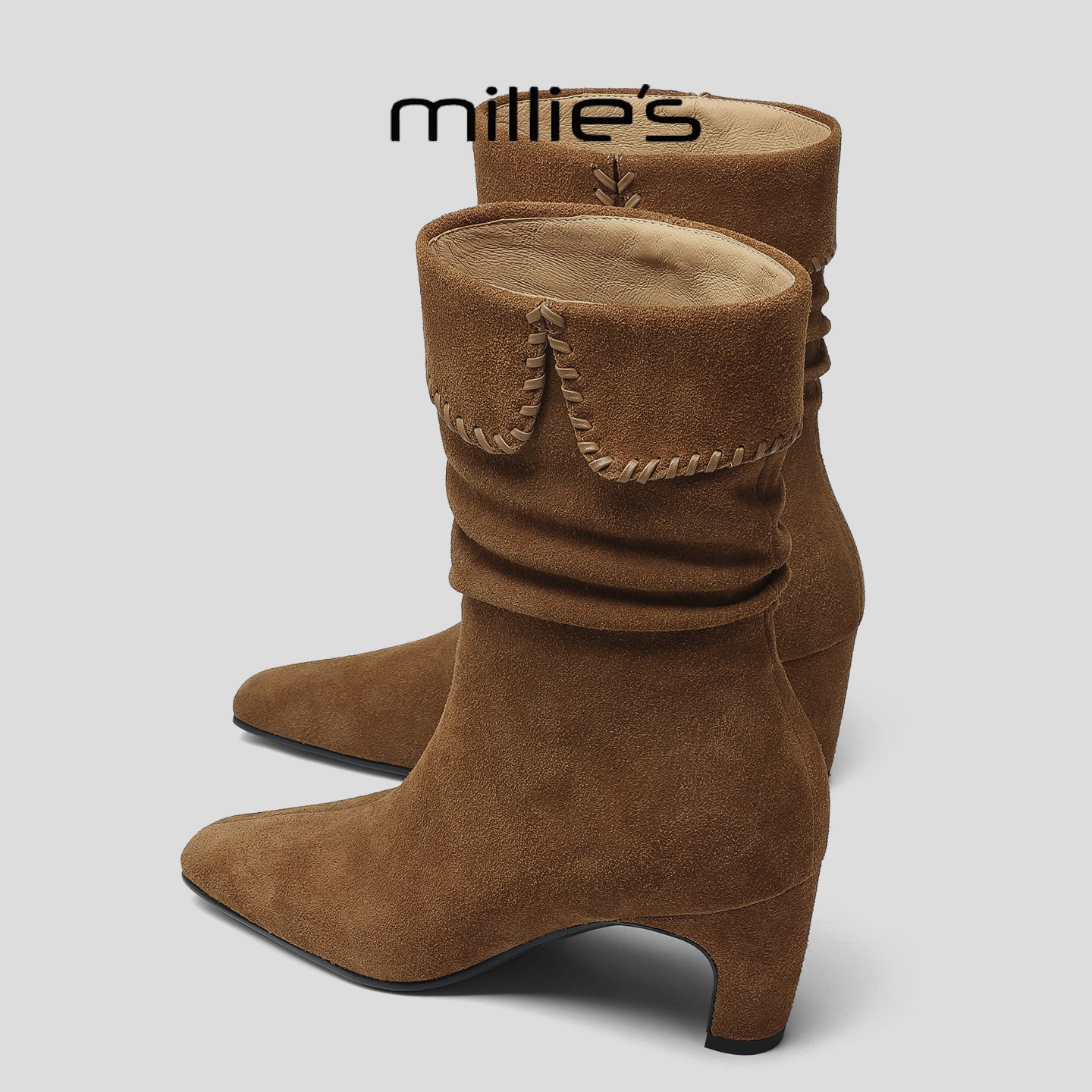 MILLIE'S/妙丽2026新款时尚百搭女士马丁靴厚底增高加绒保暖休闲