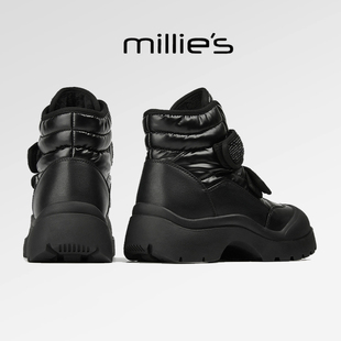 MILLIE 妙丽森林厚底短靴魔术贴欧美风酷潮防滑加绒雪地靴女冬