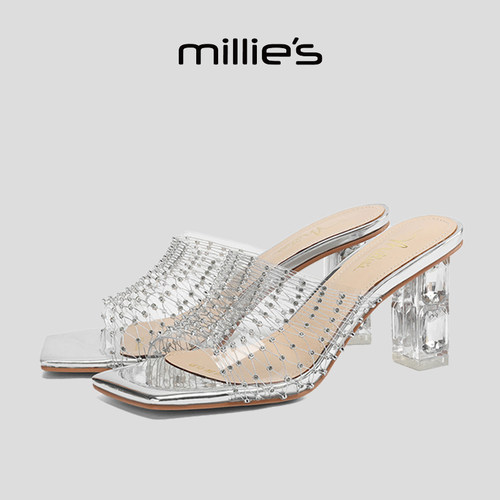 MILLIE'S/妙丽方头高跟凉鞋