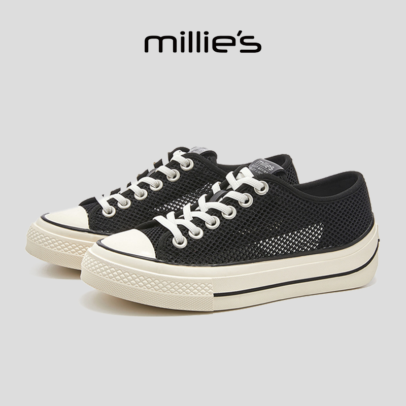 MILLIE'S/妙丽真皮复古帆布鞋