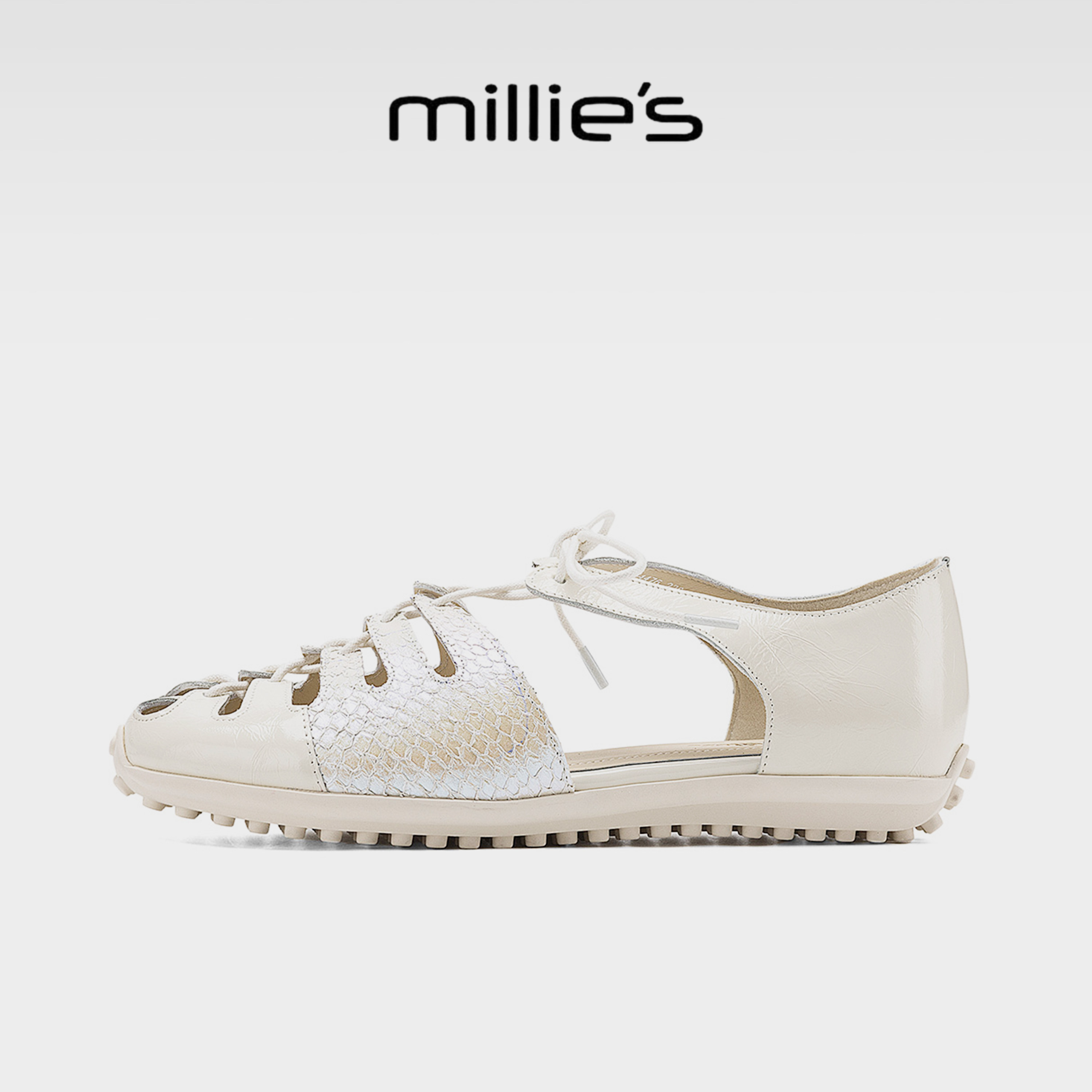 MILLIE'S/妙丽2026罗马凉鞋女夏季新款镂空系带绝美不累脚小凉鞋G
