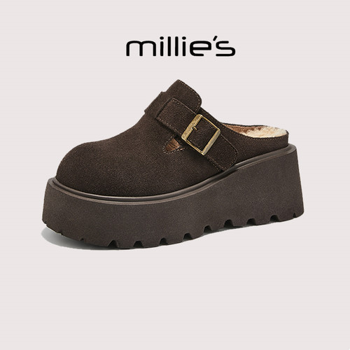 顺丰包邮圆头厚底羊羔绒穆勒鞋