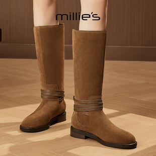 不过膝女长靴秋冬季 妙丽复古街头风棉绒时尚 MILLIE