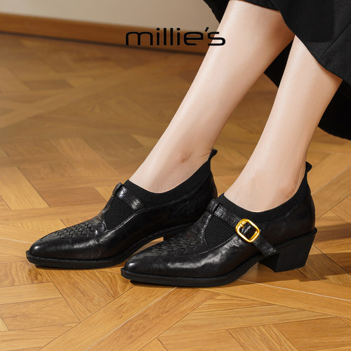 MILLIE'S/妙丽真皮浅口单鞋