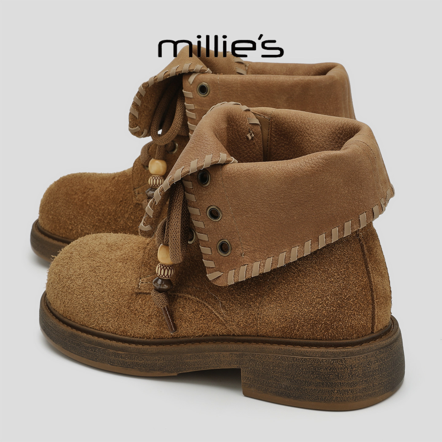 MILLIE'S/妙丽真皮复古时装靴