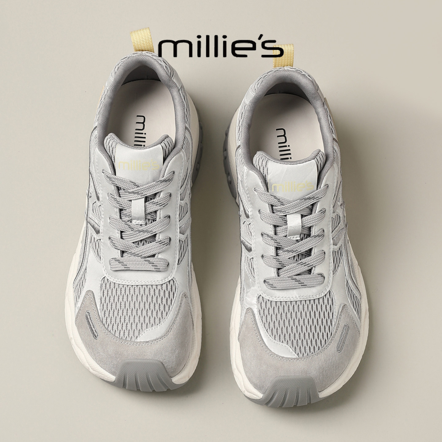 MILLIE'S/妙丽2025新款时尚潮流透气德训鞋交叉绑带厚底运动鞋,女鞋,德训鞋,淘宝优惠券,粉丝福利购,淘宝优惠卷