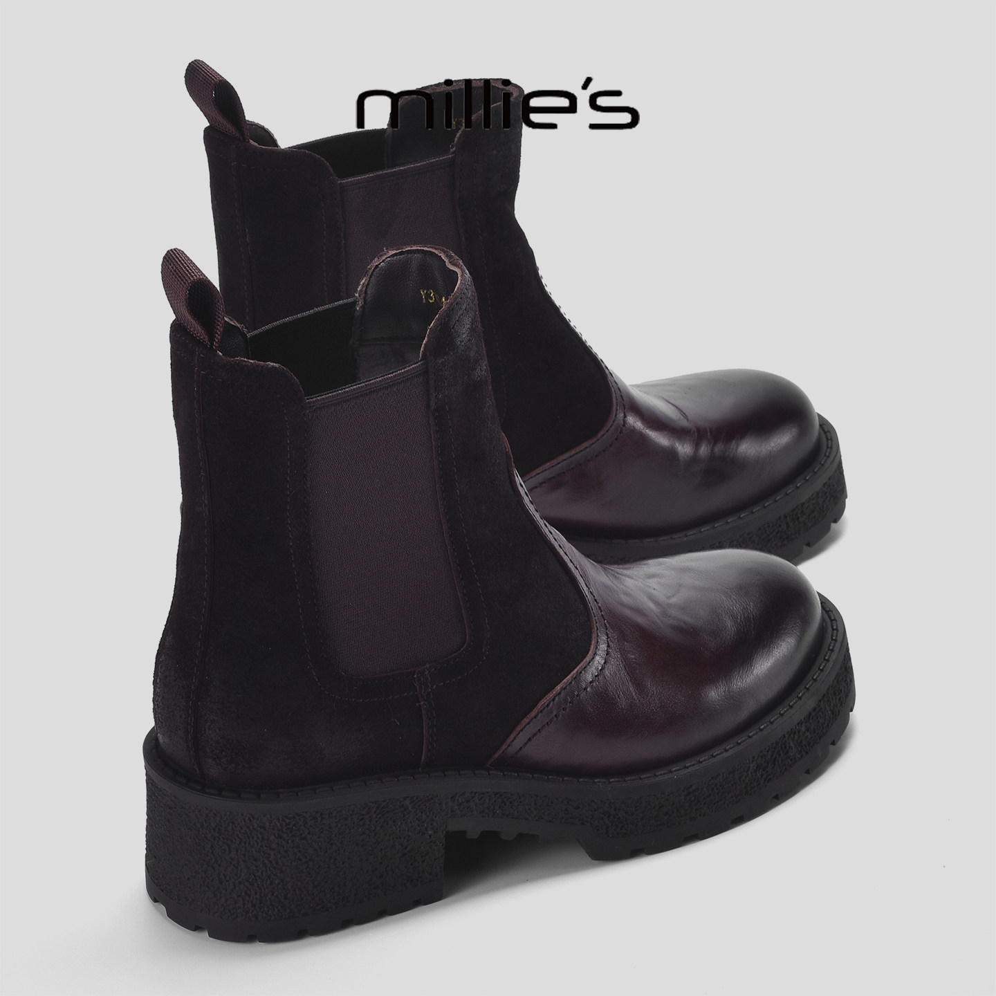 MILLIE'S/妙丽新款加绒保暖小短靴套脚弹力靴冬季厚底显瘦马丁靴