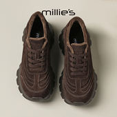 新款 妙丽2025冬季 老爹鞋 加绒保暖勃肯鞋 MILLIE 厚底运动休闲鞋