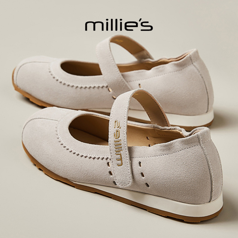 妙丽圆头平底复古风玛丽珍鞋