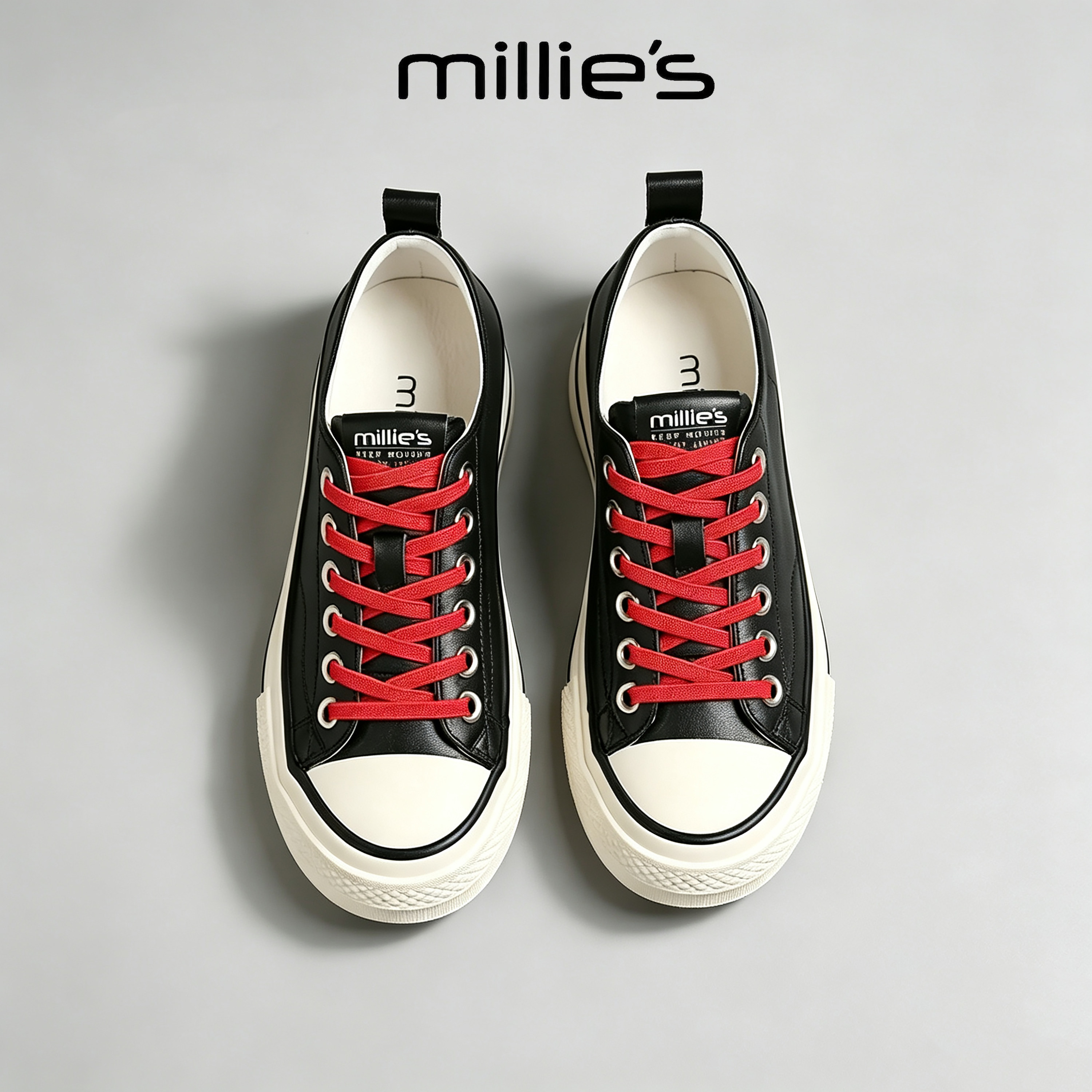 MILLIE'S/妙丽真皮厚底小白鞋