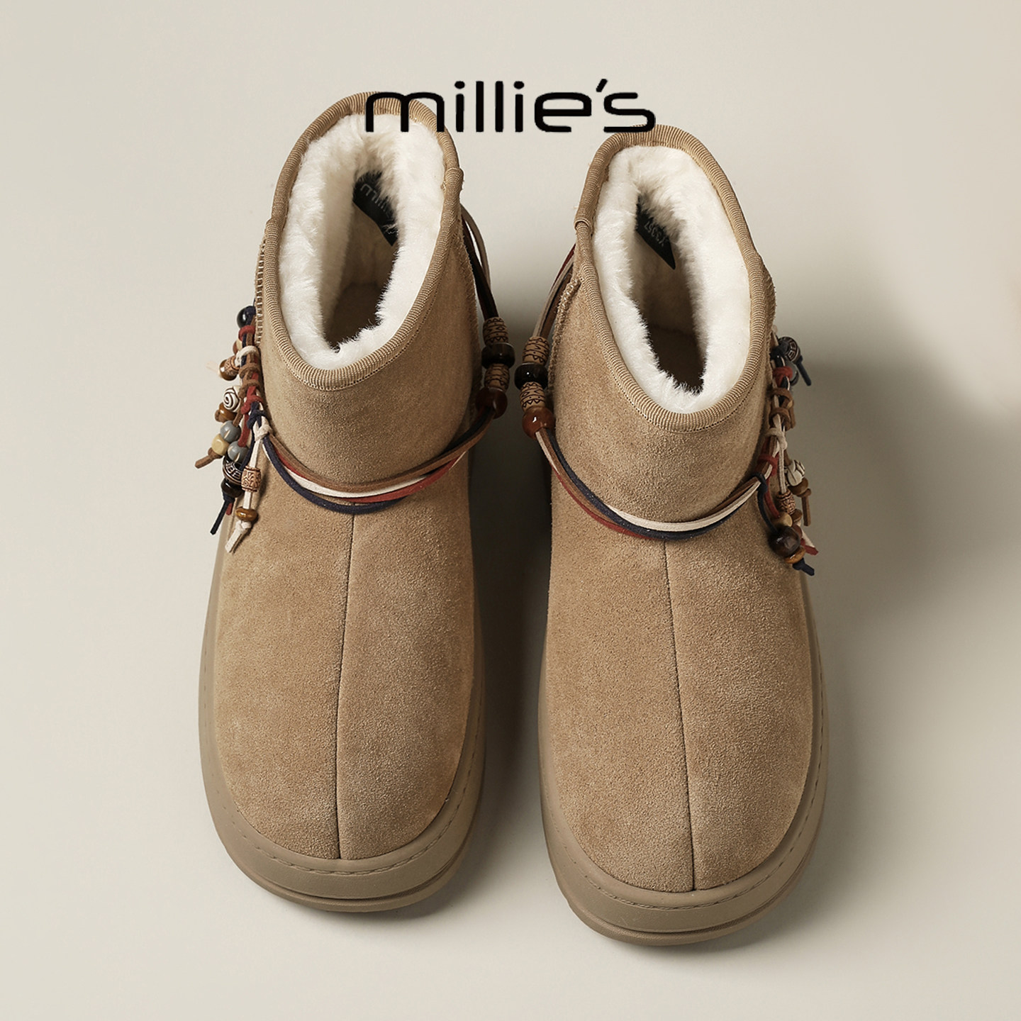MILLIE'S/妙丽2025新款毛毛靴女舒适加绒加厚保暖雪地靴厚底棉靴,女鞋,时尚雪地靴,淘宝优惠券,粉丝福利购,淘宝优惠卷