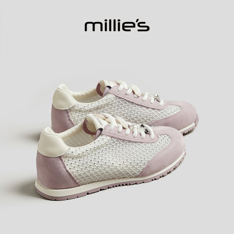 MILLIE'S/妙丽圆头平底复古风文艺重工轻便舒适时尚休闲板鞋女,女鞋,休闲板鞋,淘宝优惠券,粉丝福利购,淘宝优惠卷