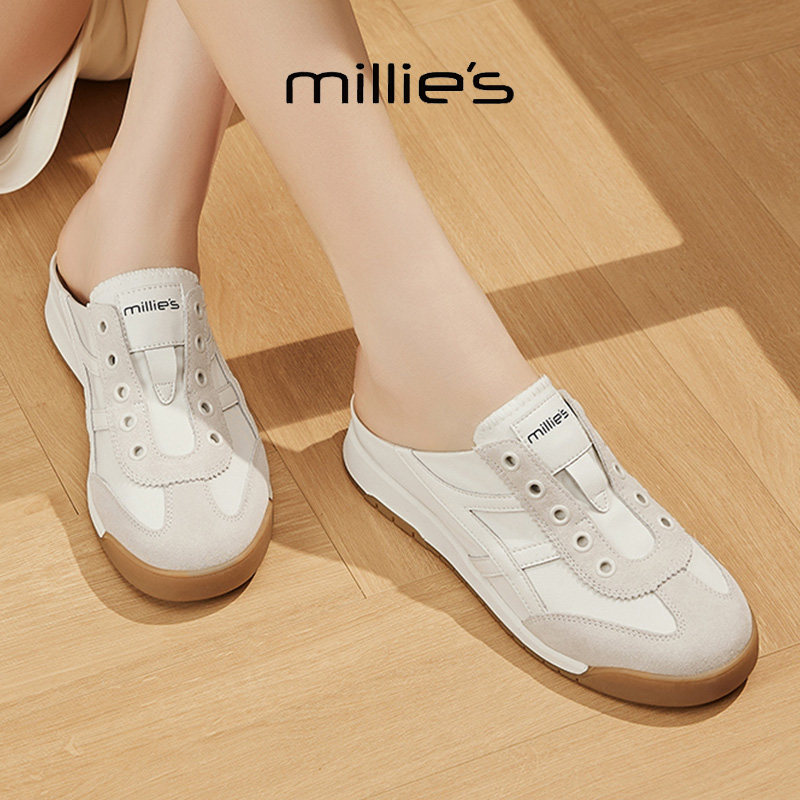 MILLIE'S/妙丽2025新款复古德训鞋一脚蹬运动休闲鞋板鞋,女鞋,渔夫鞋,淘宝优惠券,粉丝福利购,淘宝优惠卷