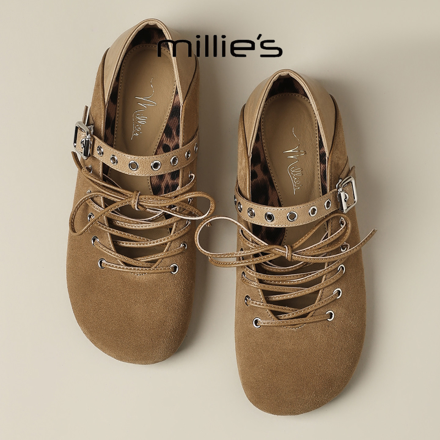 MILLIE'S/妙丽2026潮流爆款系带扣带装饰单鞋巨好看时尚百搭鞋子