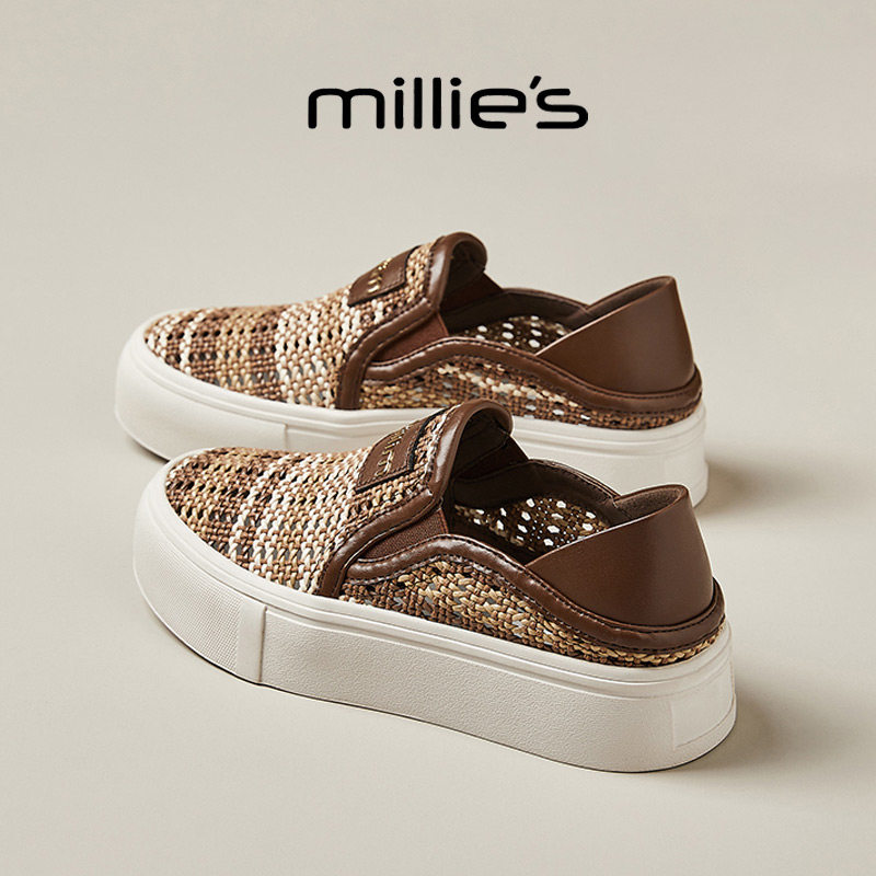 MILLIE'S/妙丽圆头平底一脚蹬网纱透气时尚休闲百搭款渔夫鞋女鞋,女鞋,渔夫鞋,淘宝优惠券,粉丝福利购,淘宝优惠卷