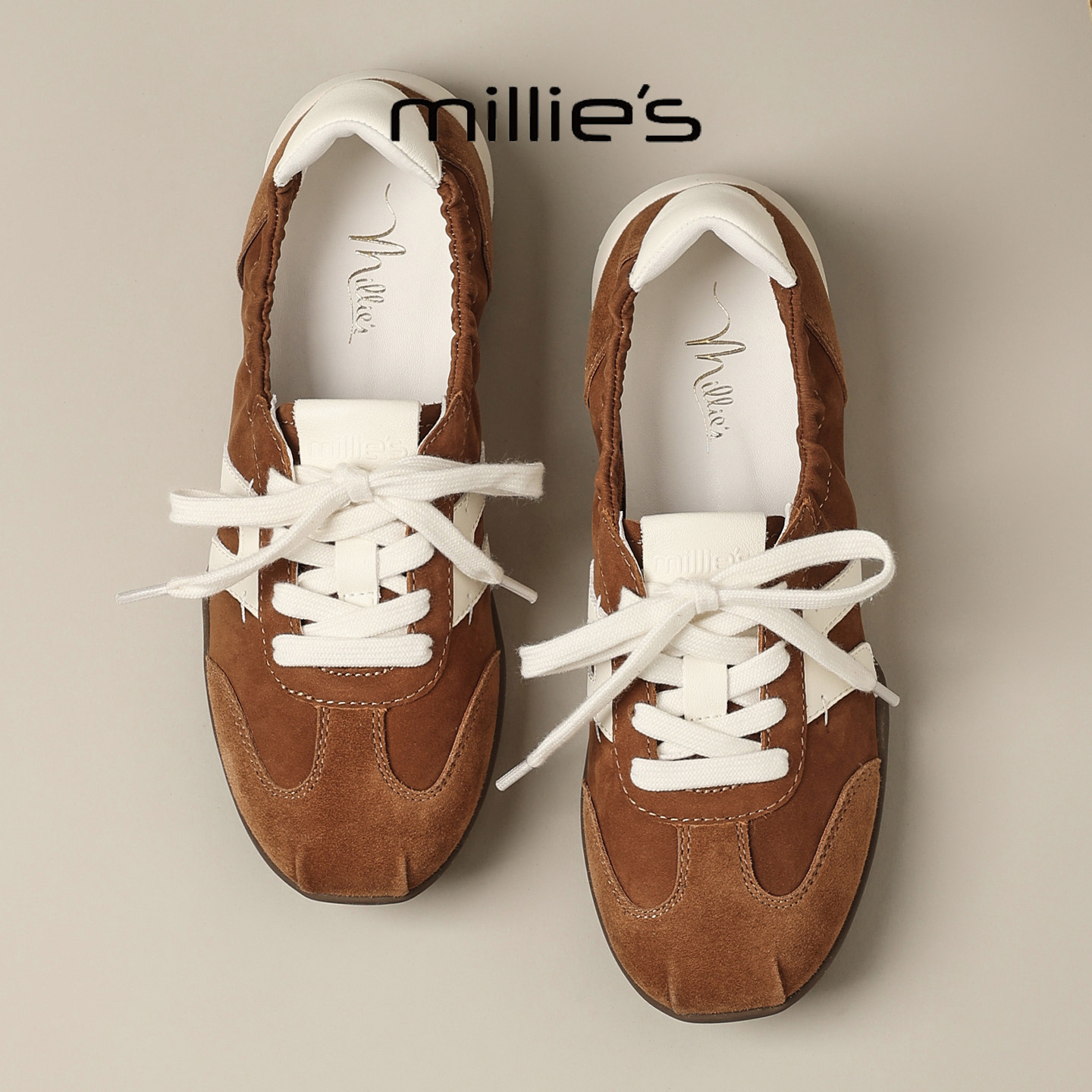 MILLIE'S/妙丽时尚不累脚复古德训鞋女软底轻便百搭休闲运动鞋