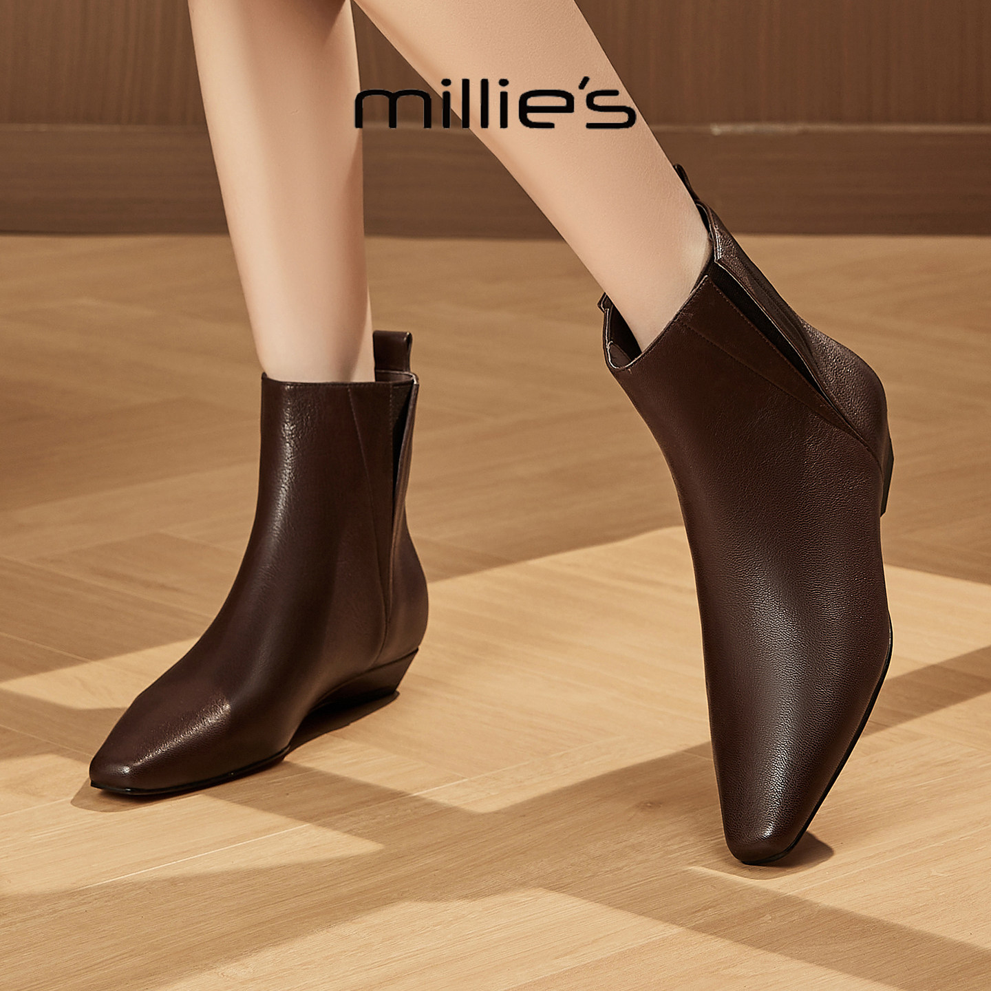 MILLIE'S/妙丽2026新款厚底增高休闲鞋时尚百搭女士春秋季马丁靴