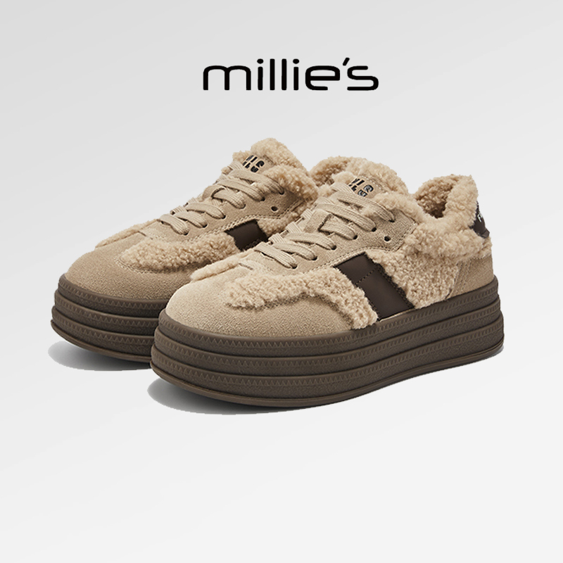 顺丰包邮复古百搭毛茸茸休闲板鞋