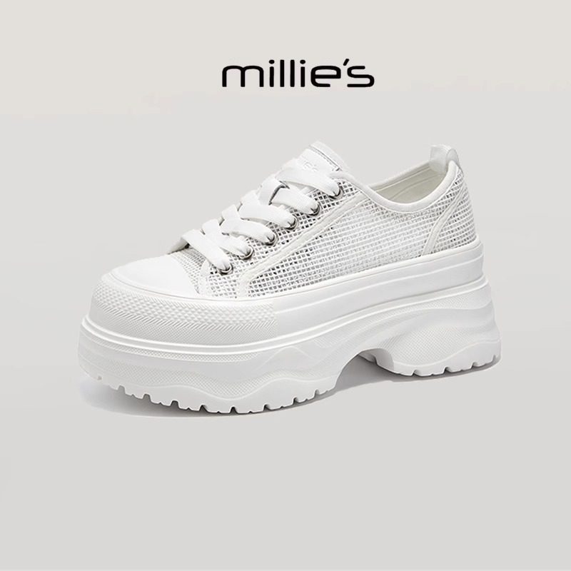 MILLIE'S/妙丽圆头厚底镂空透气日常通勤轻熟风简约时尚休闲板鞋,女鞋,玛丽珍鞋,淘宝优惠券,粉丝福利购,淘宝优惠卷
