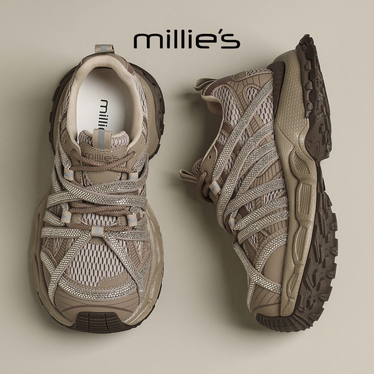 MILLIE'S/妙丽真皮厚底老爹鞋女