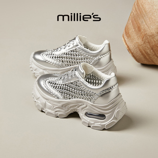MILLIE'S/妙丽圆头厚底欧美风潮酷网状亲服透气时尚休闲老爹鞋女