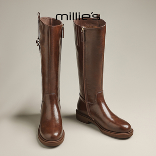 加绒保暖显瘦长筒靴厚底增高骑士靴冬季 妙丽新款 马丁靴 MILLIE