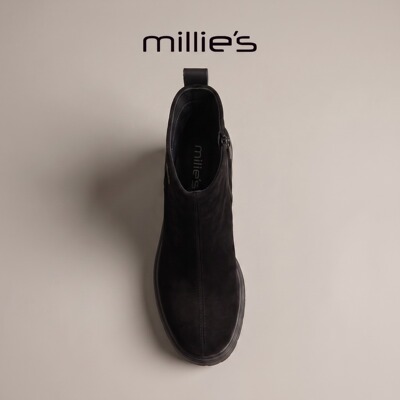 MILLIE'S/妙丽加绒真皮马丁靴女