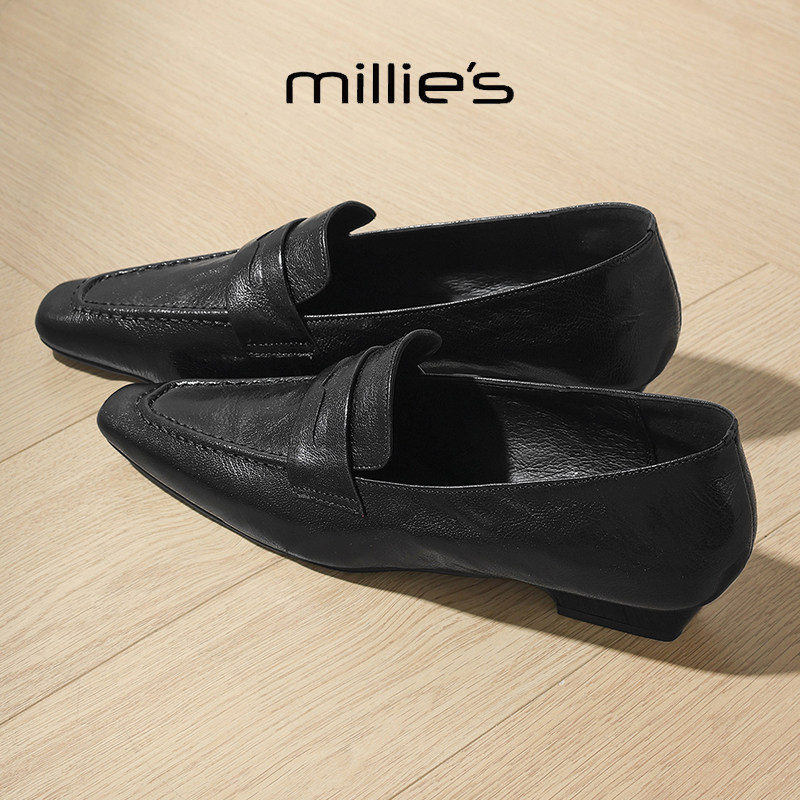 MILLIE'S/妙丽真皮乐福鞋