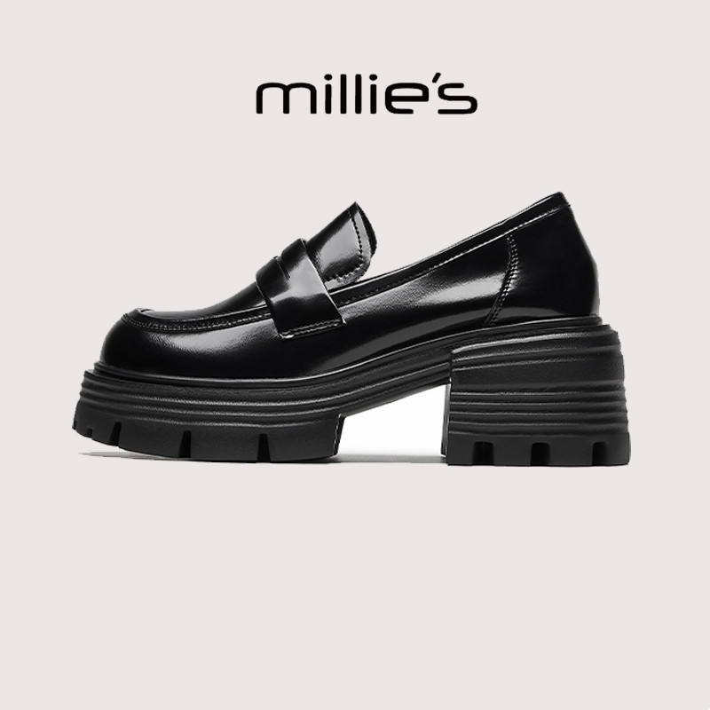 MILLIE'S/妙丽小皮鞋厚底增高7CM英伦风软底舒适时尚乐福鞋女鞋秋,女鞋,乐福鞋（豆豆鞋）,淘宝优惠券,粉丝福利购,淘宝优惠卷