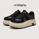 millies妙丽2025冬季 女鞋 新款 圆头厚底增高美拉德色加绒休闲板鞋