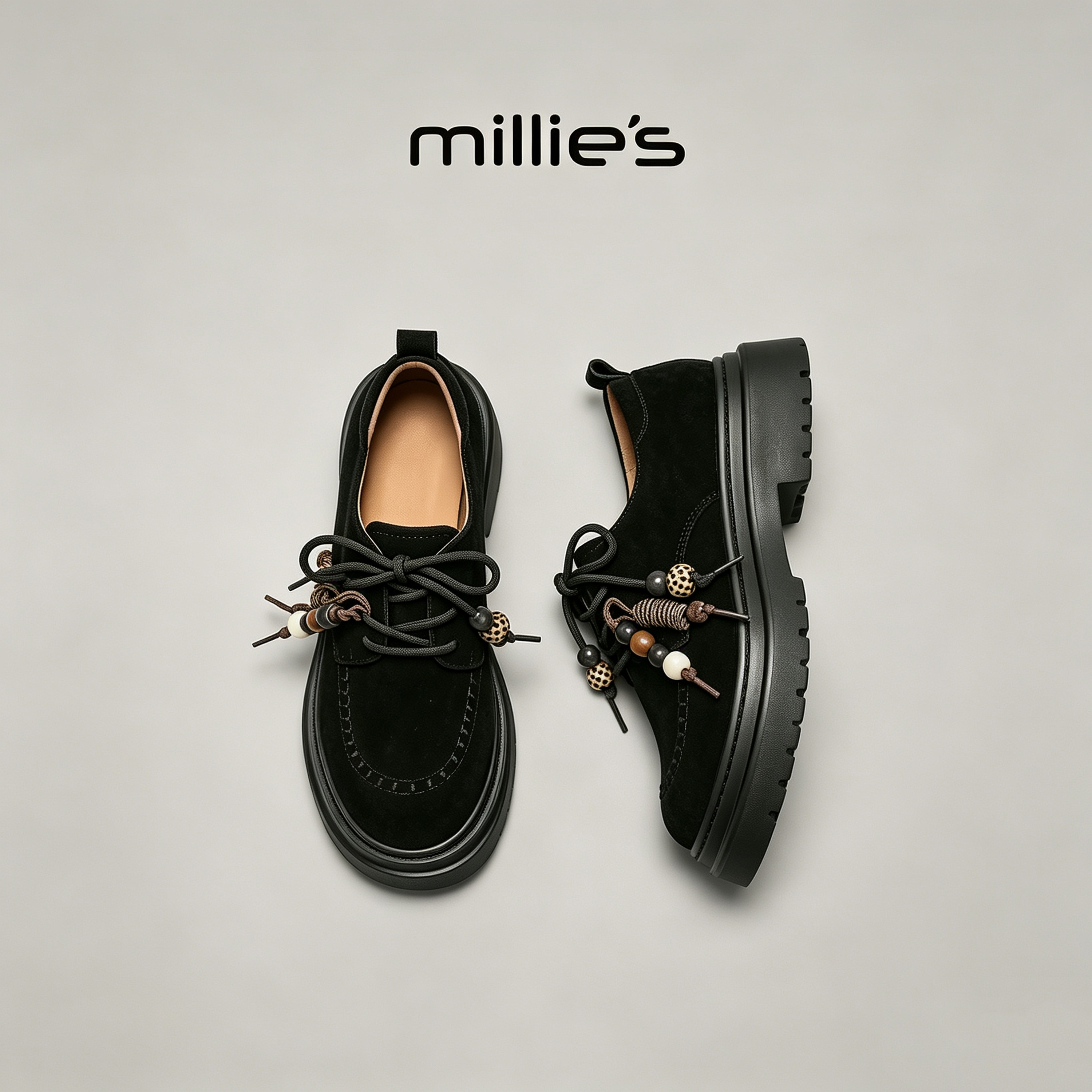 MILLIE'S/妙丽真皮德训鞋