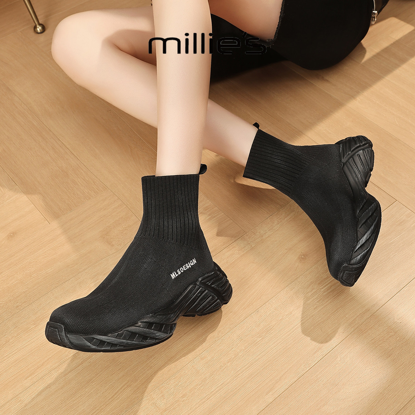 MILLIE'S/妙丽2026新款时尚百搭女士春秋季休闲鞋厚底增高马丁靴