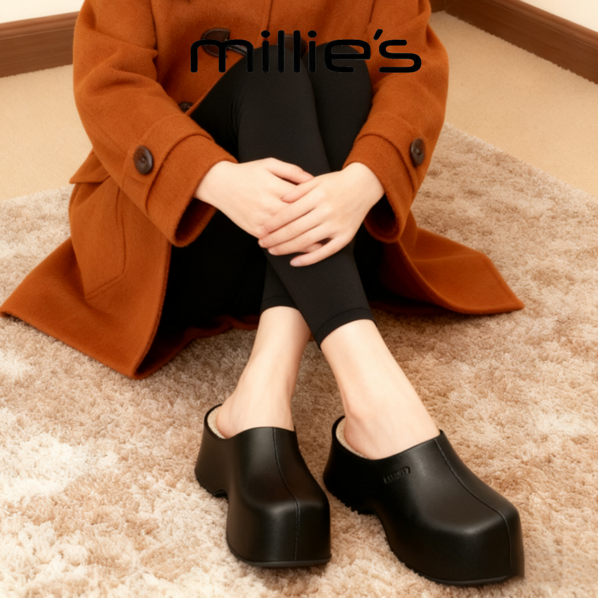 MILLIE'S/妙丽厚底包头拖鞋