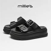 MILLIE 女 百搭休闲舒适日常凉鞋 妙丽圆头厚底金属扣设计感时尚