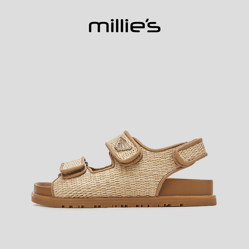 MILLIE'S/妙丽真皮包头凉鞋女
