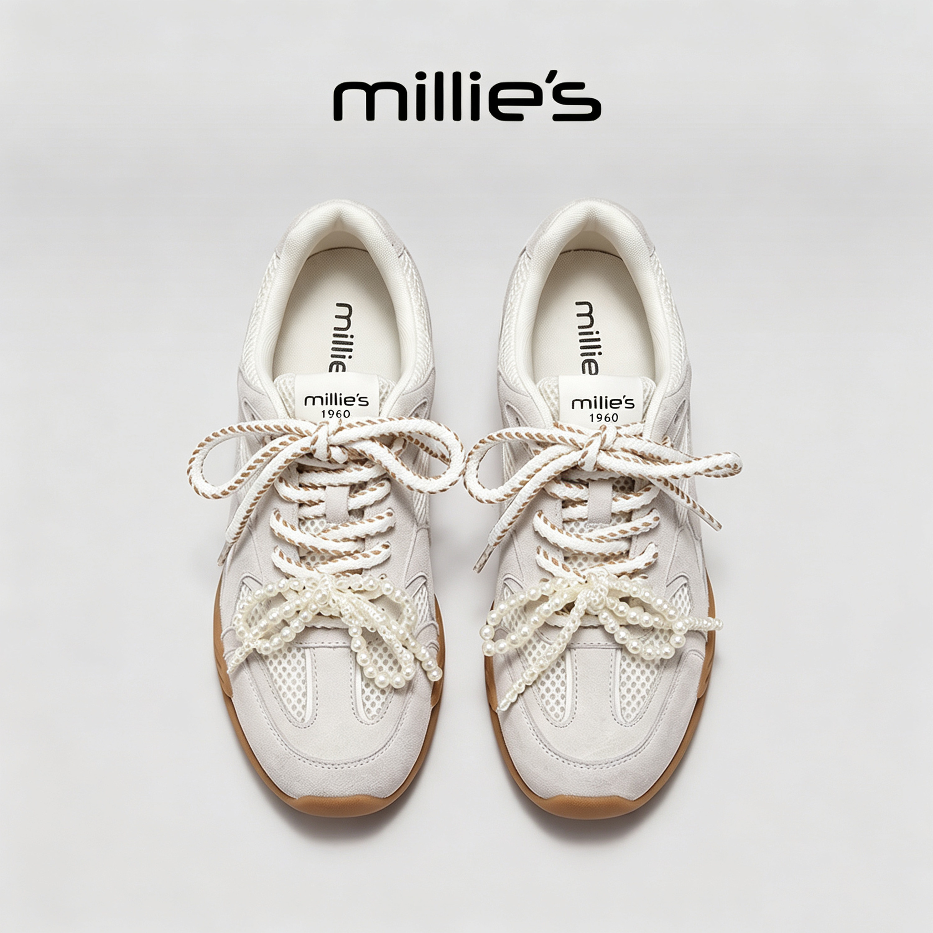 MILLIE'S/妙丽平底复古鞋珍珠链