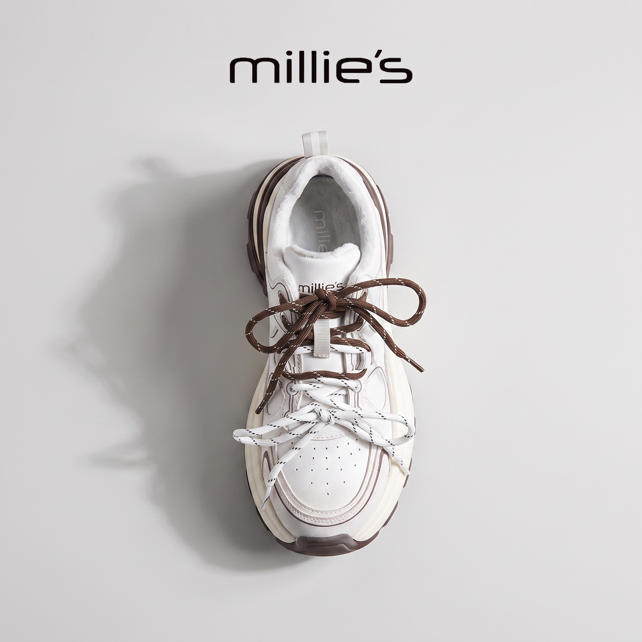 MILLIE'S/妙丽真皮厚底老爹鞋女