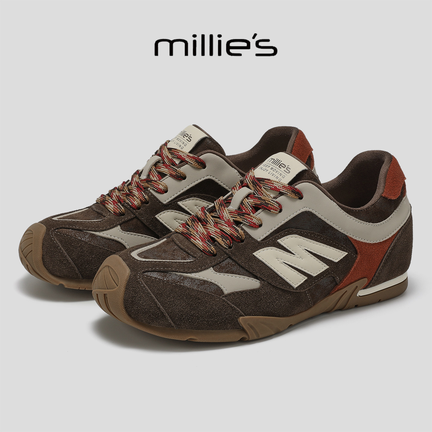 MILLIE'S/妙丽2025冬季新款舒适透气百搭网面阿甘鞋复古时尚拼色,女鞋,时尚休闲鞋,淘宝优惠券,粉丝福利购,淘宝优惠卷