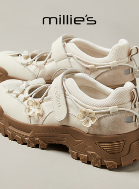 MILLIE'S/妙丽厚底复古风玛丽珍鞋舒适休闲时尚百搭雨鞋