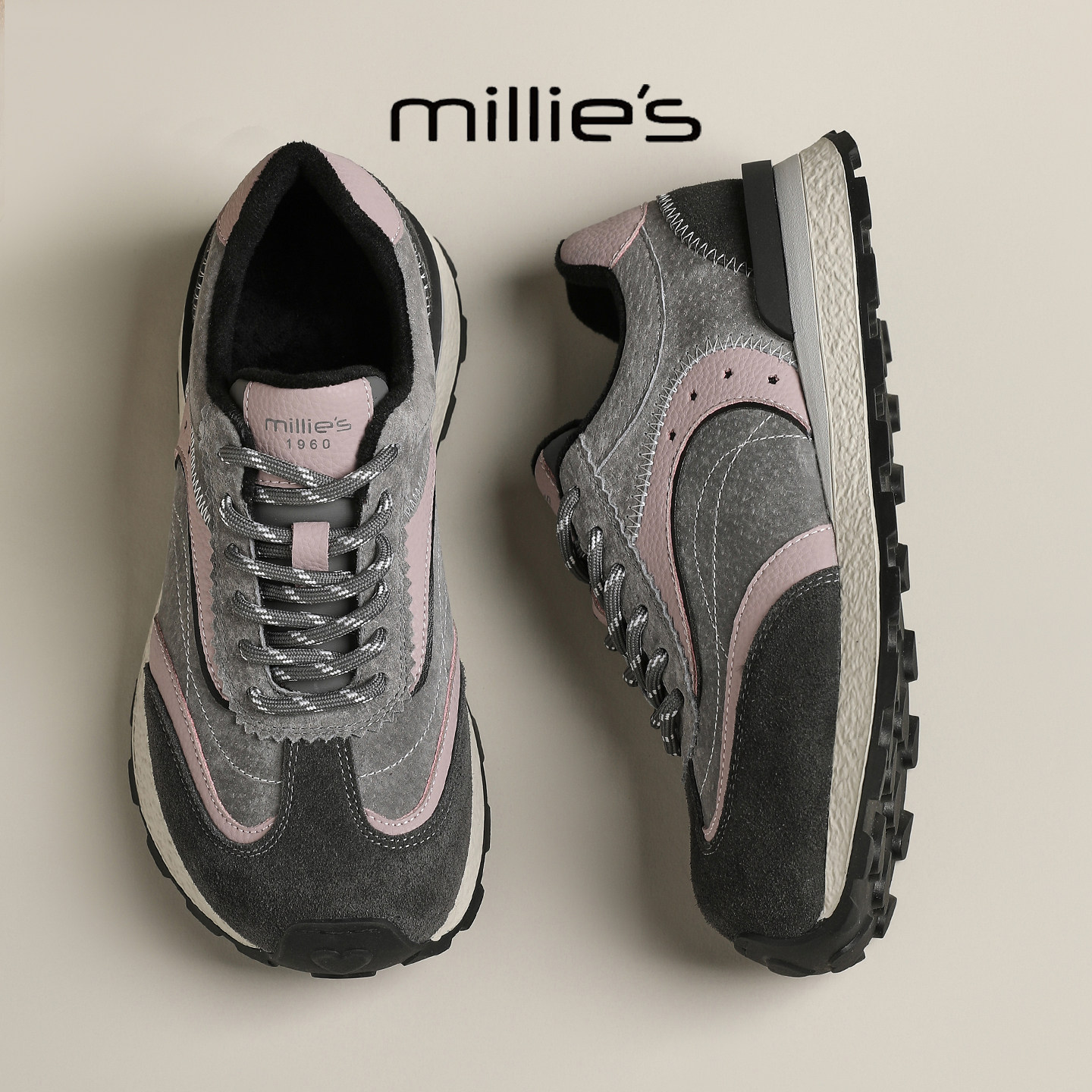 MILLIE'S/妙丽新款复古百搭休闲通勤运动鞋女厚底增高低帮女鞋,女鞋,时尚休闲鞋,淘宝优惠券,粉丝福利购,淘宝优惠卷