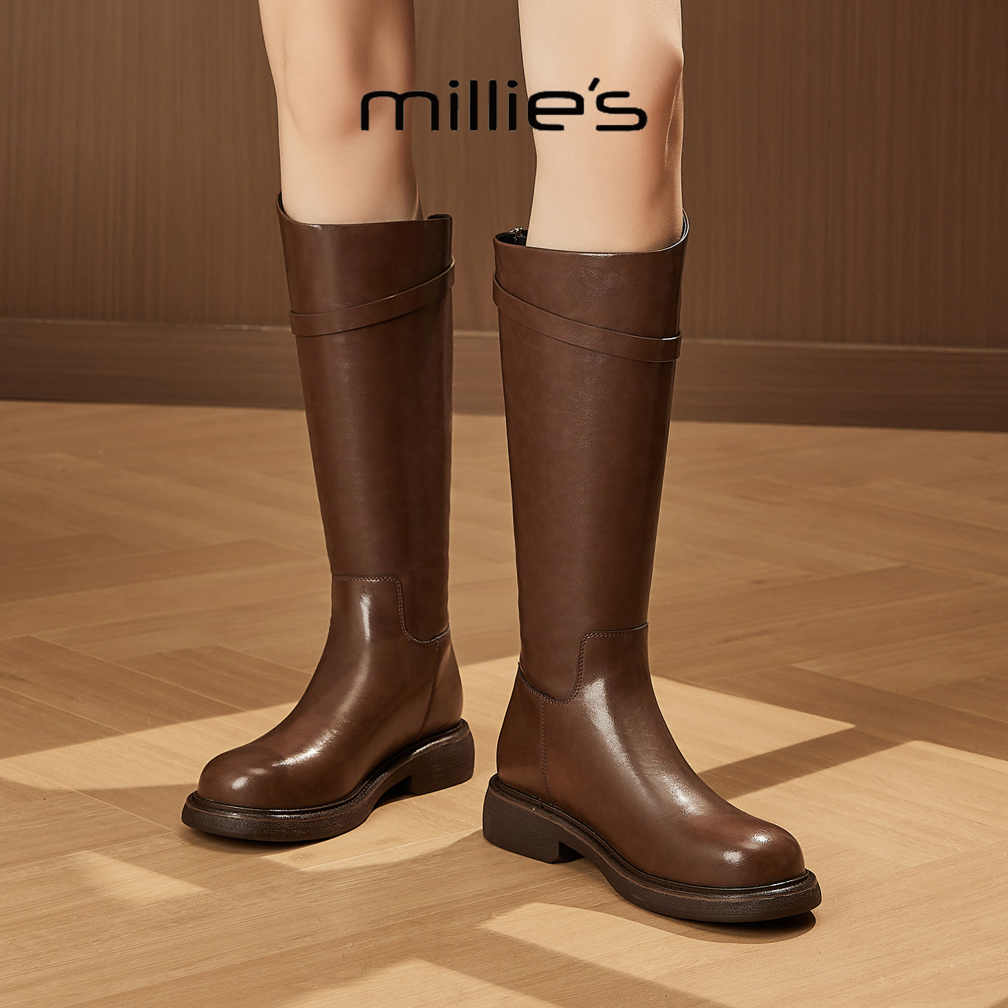 MILLIE'S/妙丽真皮长筒靴