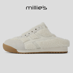 洋气不累脚加绒保暖休闲舒适户外半包拖鞋 妙丽2025新款 MILLIE