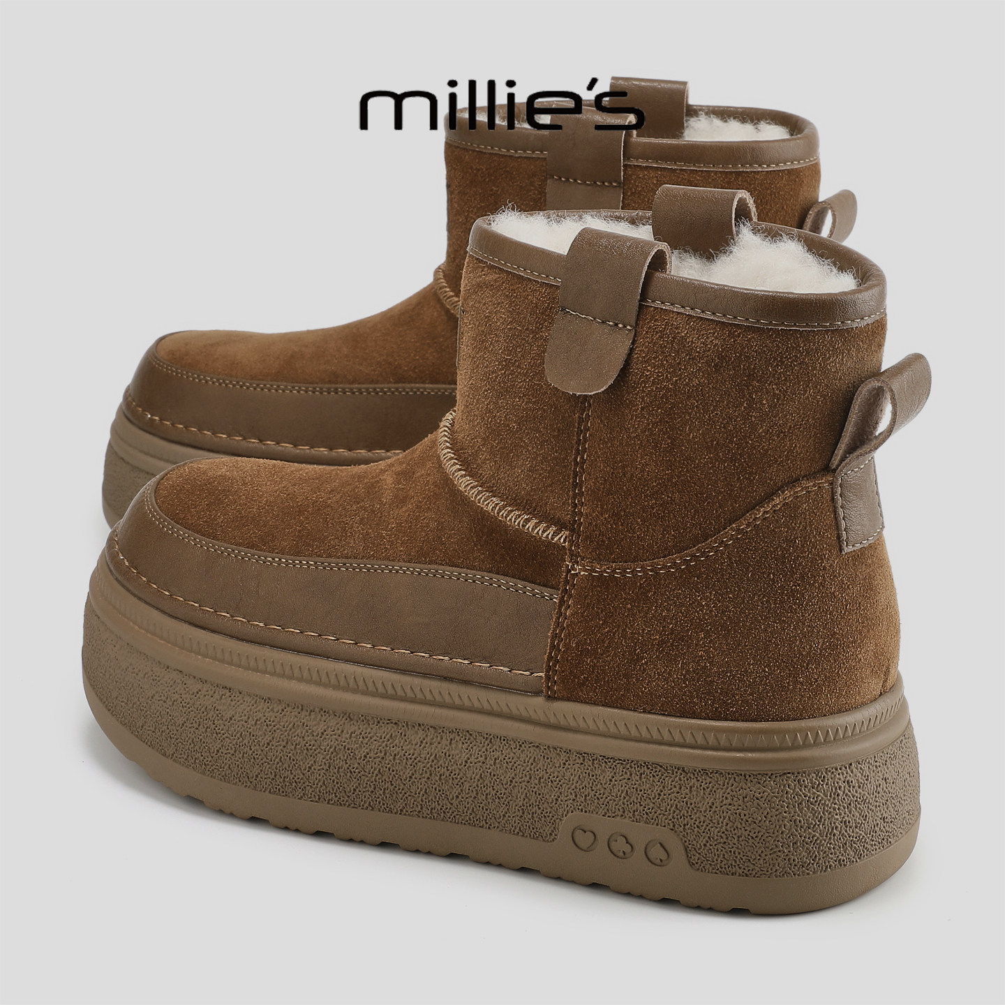 MILLIE'S/妙丽2025新款加绒保暖雪地靴厚底增高时尚百搭短筒棉靴,女鞋,时尚雪地靴,淘宝优惠券,粉丝福利购,淘宝优惠卷