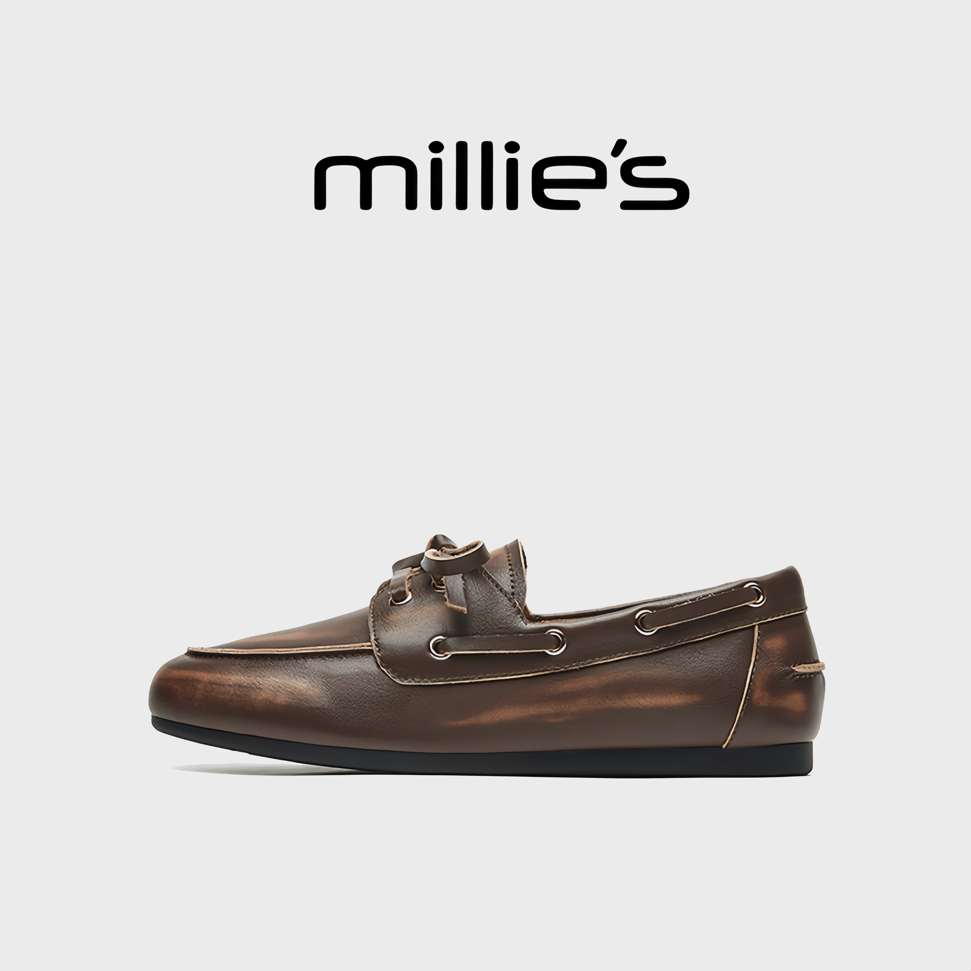 millies妙丽 2025秋季新款女鞋杏头平底复古擦色蝴蝶结百搭乐福鞋,女鞋,乐福鞋（豆豆鞋）,淘宝优惠券,粉丝福利购,淘宝优惠卷